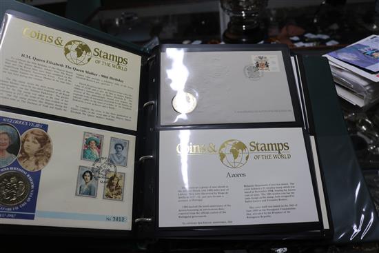 Three first day cover coins and an album and other first day covers